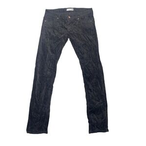 Uniqlo Ines De La Fressange Womens Straight Velvet Leg Black Denim Pockets SZ 27